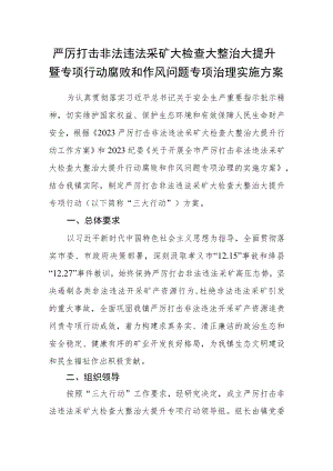 严厉打击非法违法采矿大检查大整治大提升暨专项行动腐败和作风问题专项治理实施方案.docx