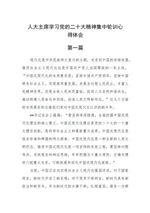 人大主席学习党的二十大精神集中轮训心得体会六篇.docx
