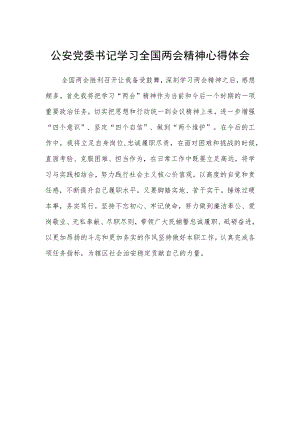公安党委书记学习全国两会精神心得体会.docx