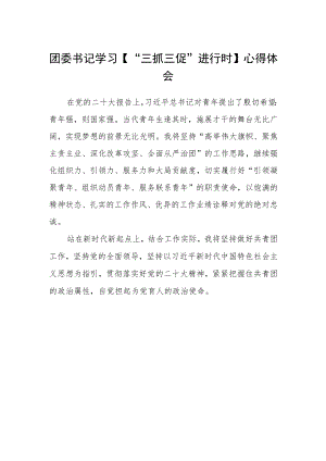 团委书记学习【“三抓三促”进行时】心得体会.docx