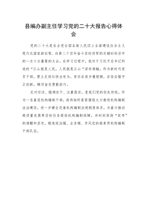 县编办副主任学习党的二十大报告心得体会.docx