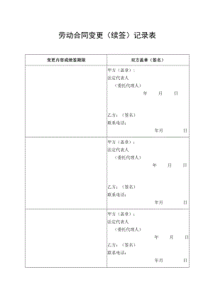 劳动合同变更（续签）记录表.docx