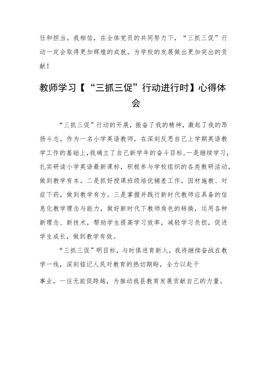 小学教师学习【“三抓三促”行动进行时】心得体会感悟(精选三篇).docx_第3页