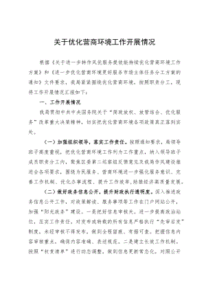 关于优化营商环境工作开展情况报告.docx