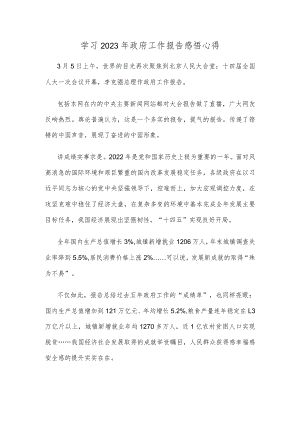 学习2023年政府工作报告感悟心得.docx