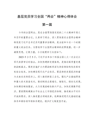 基层党员学习全国“两会”精神心得体会七篇.docx