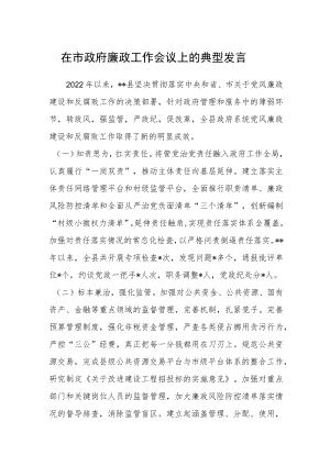 在市政府廉政工作会议上的典型发言.docx