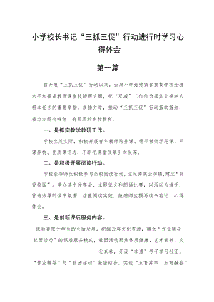 小学校长书记“三抓三促”行动进行时学习心得体会五篇.docx