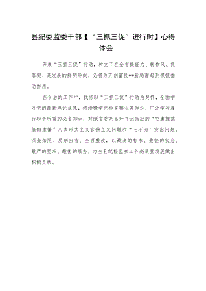 县纪委监委干部【“三抓三促”进行时】心得体会.docx