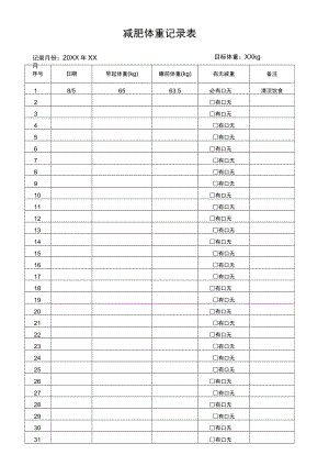 减肥人的体重记录表直接打印直接用.docx