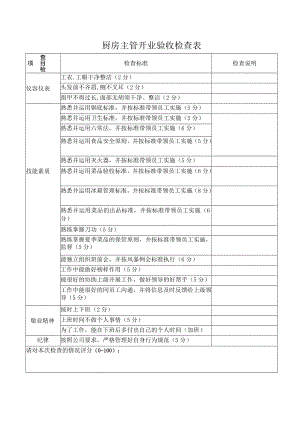 厨房主管开业验收检查表.docx