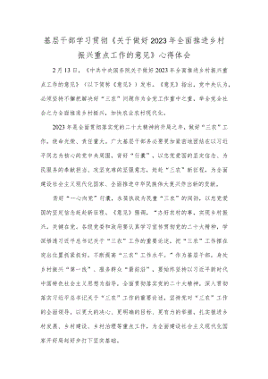 基层干部学习贯彻《关于做好2023年全面推进乡村振兴重点工作的意见》心得体会.docx