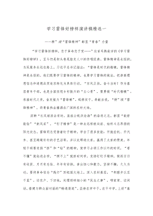 学习雷锋好榜样演讲稿精选一.docx