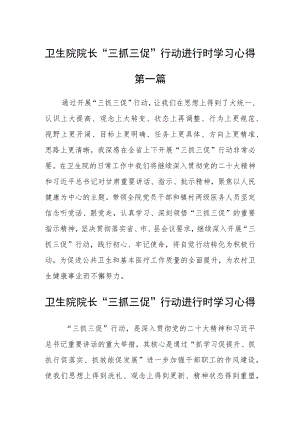 卫生院院长“三抓三促”行动进行时学习心得四篇.docx