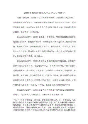 实验学校2023年教师道德师风学习个人心得体会 样板（汇编6份）.docx