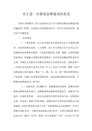 关于进一步推进品牌建设的意见.docx