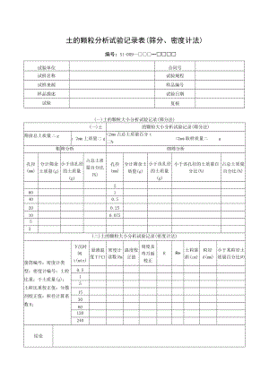 土的颗粒分析试验记录表（筛分、密度计法）.docx