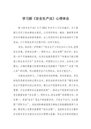 安全管理人员学习新《安全生产法》心得感悟六篇合集.docx