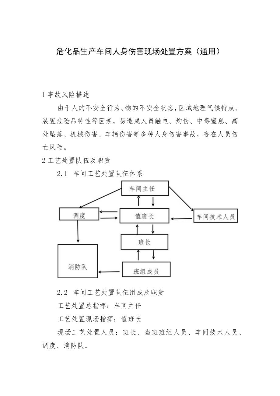 危化品生产车间人身伤害现场处置方案(通用).docx_第1页