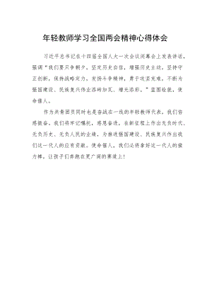 年轻教师学习全国两会精神心得体会.docx