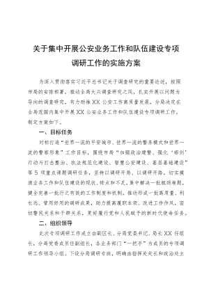 关于集中开展公安业务工作和队伍建设专项调研工作的实施方案.docx