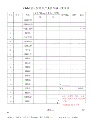 安全生产责任制确认汇总表模板.docx