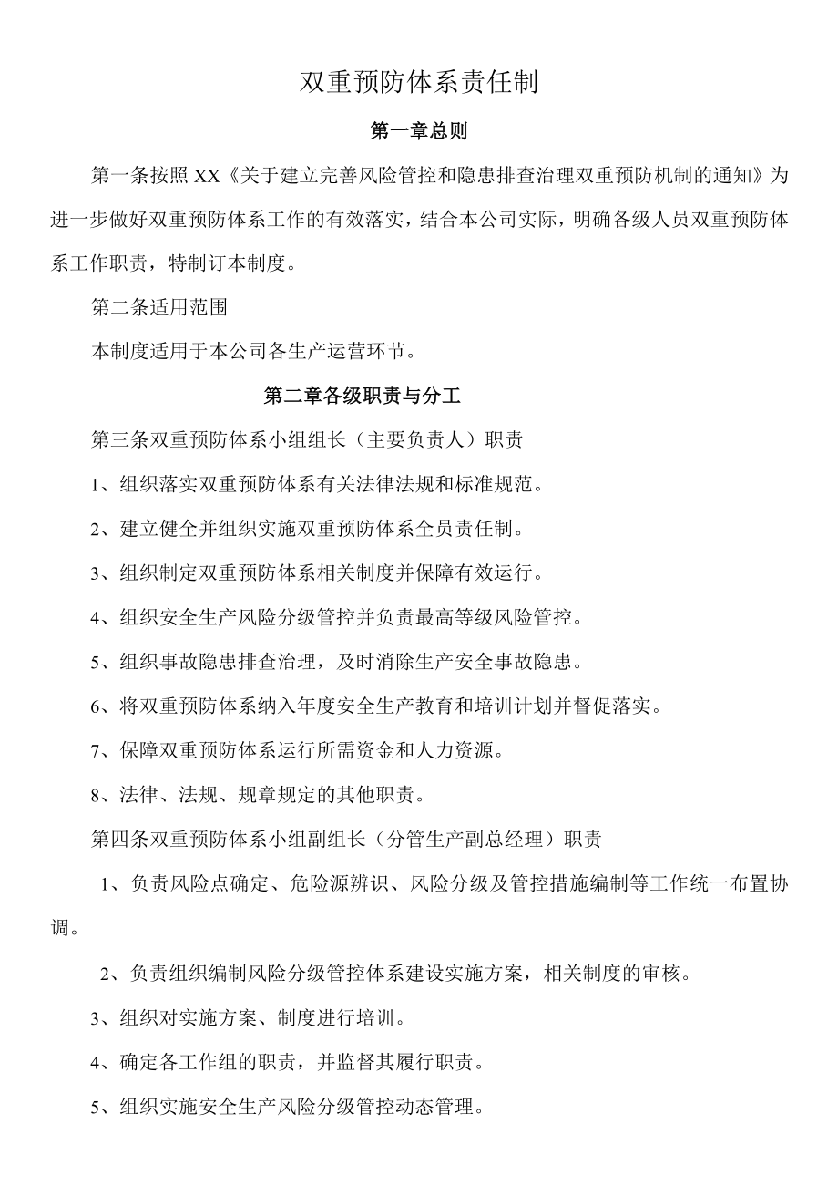 双重预防体系责任制规章制度.docx_第1页