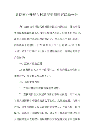 县巡察办开展乡村基层组织巡察活动公告.docx