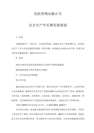 危险货物运输公司中长期规划通用.docx