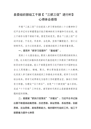 县委组织部组工干部【“三抓三促”进行时】心得体会感悟.docx