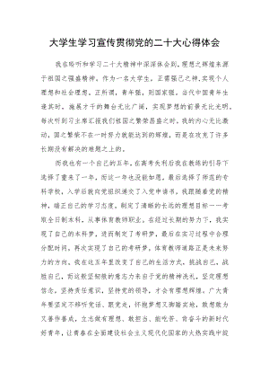 大学生学习宣传贯彻党的二十大心得体会.docx
