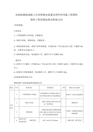 双曲线钢筋混凝土冷却塔淋水装置及塔外挡风板工程塑料填料工程质量标准及检验方法.docx