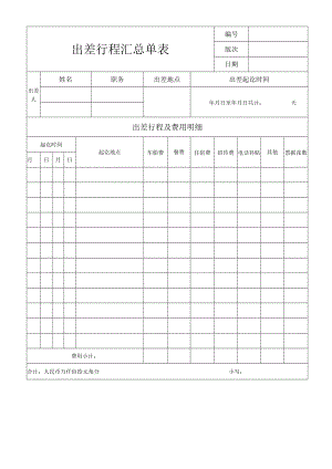 出差行程汇总单表.docx