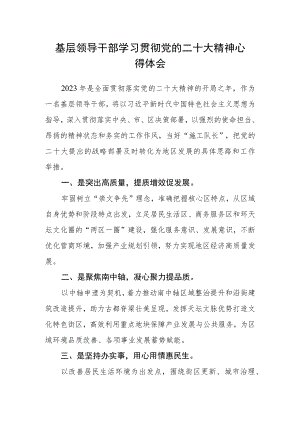 基层领导干部学习贯彻党的二十大精神心得体会.docx