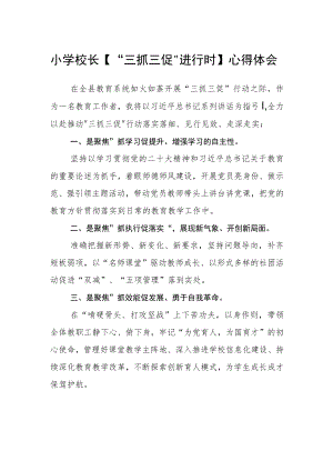 小学校长【“三抓三促”进行时】心得体会.docx