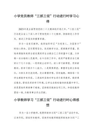 小学党员教师“三抓三促”行动进行时学习心得(通用三篇).docx