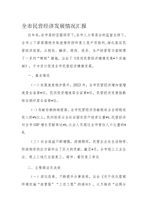 全市民营经济发展情况汇报.docx