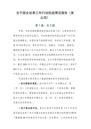 关于国企改革三年行动完成情况报告（某公司）.docx