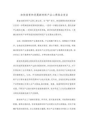 加快培育和发展新材料产业心得体会发言.docx