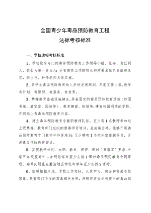 全国青少年毒品预防教育工程达标考核标准.docx