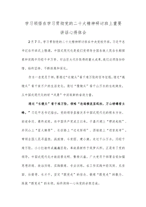 学习领悟在学习贯彻党的二十大精神研讨班上重要讲话心得体会.docx
