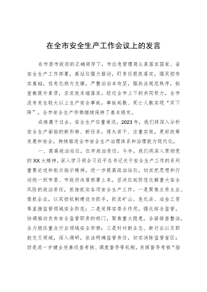 在全市安全生产工作会议上的发言.docx