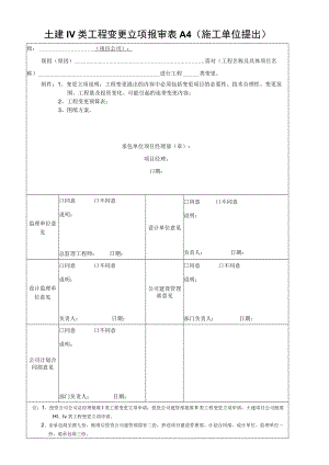 土建IV类工程变更立项报审表.docx