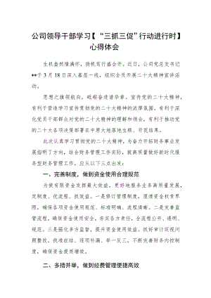 公司领导干部学习【“三抓三促”行动进行时】心得体会.docx