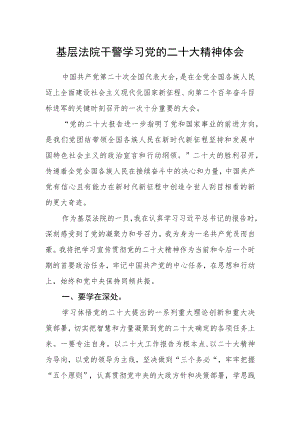 基层法院干警学习党的二十大精神体会.docx