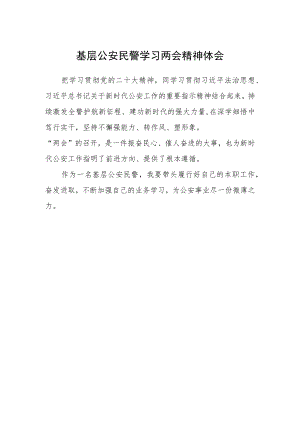 基层公安民警学习两会精神体会.docx
