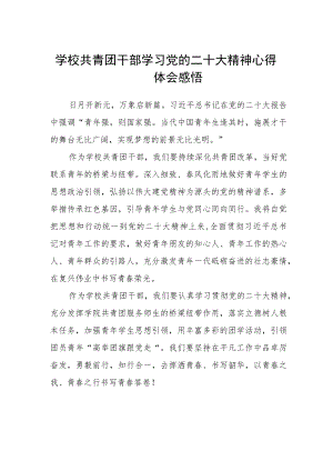 学校共青团干部学习党的二十大精神心得体会感悟.docx