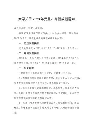 大学关于2023年元旦、寒假放假通知.docx
