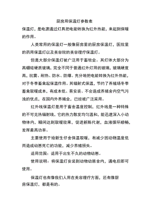 厨房用保温灯参数表.docx