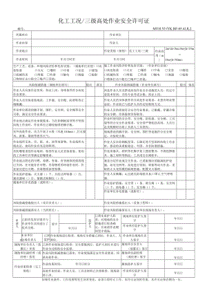 化工工况、三级高处作业安全许可证.docx